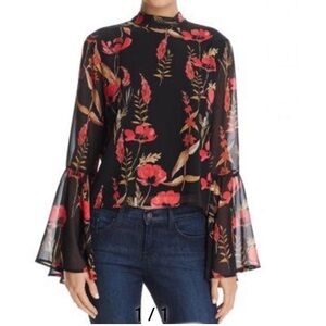 Yumi Kim Stanton Bell Sleeve Blouse with Mandarin Collar Size Medium